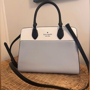 Kate Spade Madison Satchel in Platinum/Black